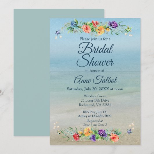 Waterverf Beach Floral Vrijgezellenfeest Kaart (Voorkant / Achterkant)