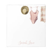 Waterverf Beach House Clothesline gepersonaliseerd Notitieblok (Voorkant)