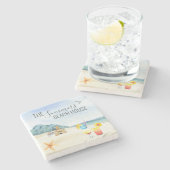 Waterverf Beach House Cocktail Zee op maat Stenen Onderzetter (Zijkant)