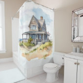 Waterverf Beach House Douchegordijn (In situ)