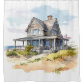 Waterverf Beach House Douchegordijn (Voorkant)