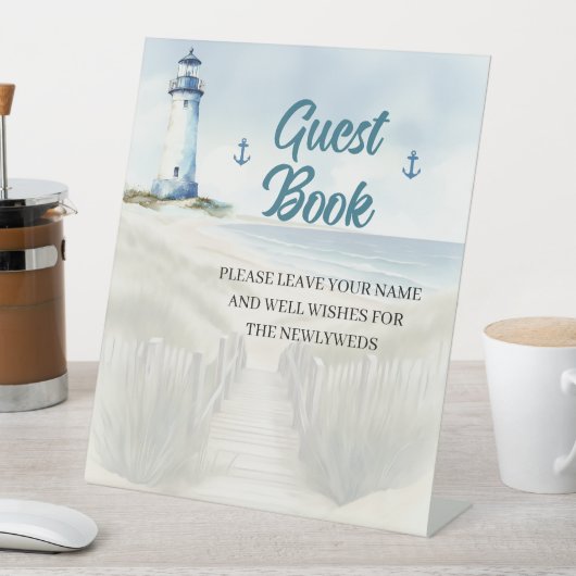 Waterverf Beach, Kust van New England Reclamebord Met Voetstuk (Insitu)