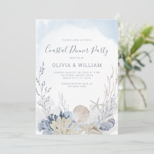 Waterverf Beach Kustdiner Kaart (Staand voorkant)