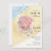 Waterverf Beach met Clams & parels Vrijgezellenfee Kaart (Voorkant)