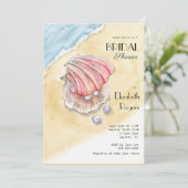 Waterverf Beach met Clams & parels Vrijgezellenfee Kaart (Staand voorkant)