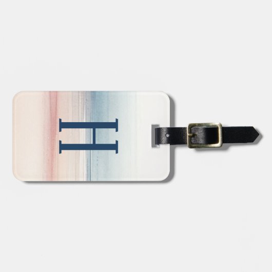 Waterverf Beach Monogram Bagagelabel (Voorkant horizontaal)