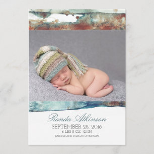 Waterverf Beach Newborn Baby Foto geboorte Aankondiging