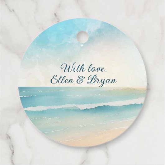 Waterverf Beach Oars bruiloft Bedankjes Labels (Achterkant)