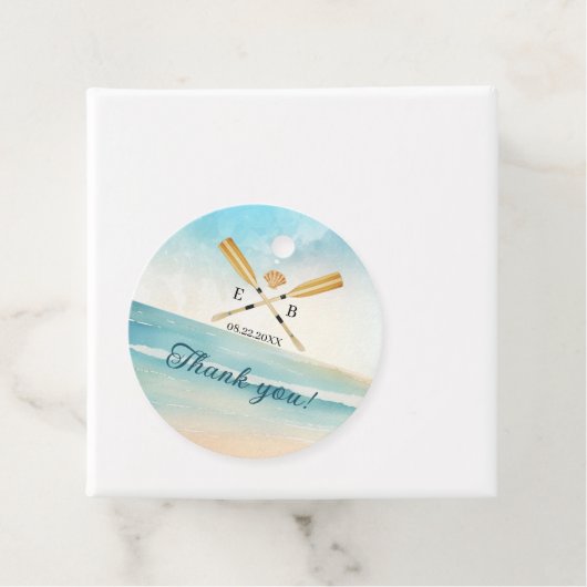 Waterverf Beach Oars bruiloft Bedankjes Labels (In situ)