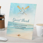 Waterverf Beach Oars bruiloft gastenboek Reclamebord Met Voetstuk (Insitu)