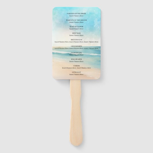 Waterverf Beach Oars bruiloft Handwaaier (Achterkant)