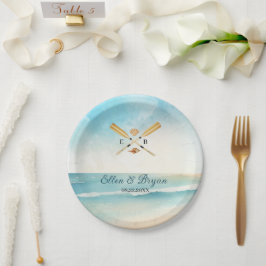 Waterverf Beach Oars bruiloft Papieren Bordje