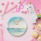 Waterverf Beach Oars bruiloft Papieren Bordje (Feest)