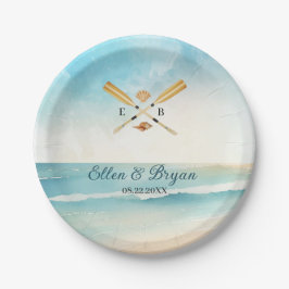 Waterverf Beach Oars bruiloft Papieren Bordje