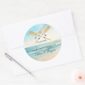 Waterverf Beach Oars bruiloft Ronde Sticker (Envelop)