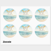 Waterverf Beach Oars bruiloft Ronde Sticker (Vel)
