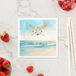 Waterverf Beach Oars bruiloft Servet