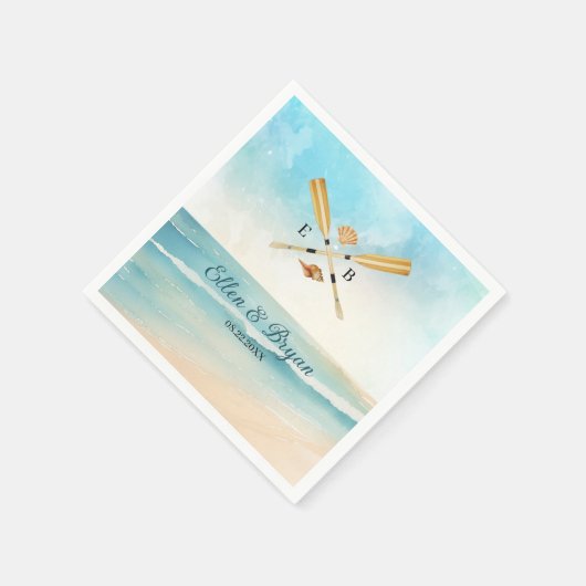 Waterverf Beach Oars bruiloft Servet (Hoek)