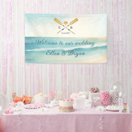 Waterverf Beach Oars bruiloft welkom Spandoek