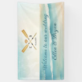 Waterverf Beach Oars bruiloft welkom Spandoek (Verticaal)