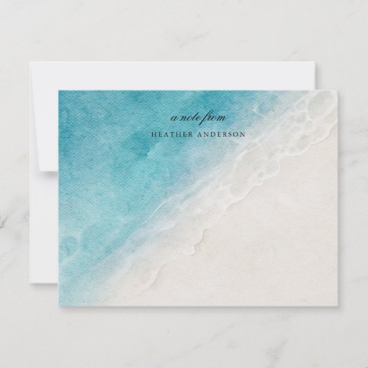 Waterverf Beach Ocean Gepersonaliseerde briefpapie Notitiekaartje (Voorkant)