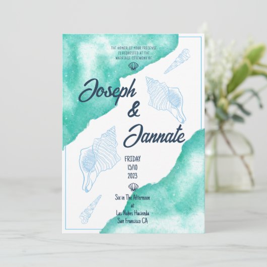 Waterverf Beach Ocean Sand Blue Kaart (Staand voorkant)