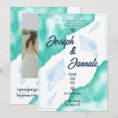 Waterverf Beach Ocean Sand Blue Kaart (Voorkant / Achterkant)