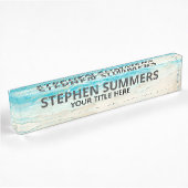 Waterverf Beach Ocean Surf Personalized Naambordje