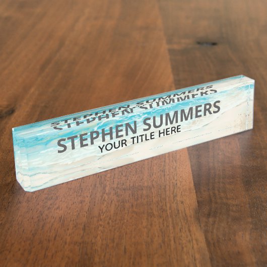 Waterverf Beach Ocean Surf Personalized Naambordje (Zijkant)