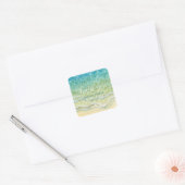 Waterverf Beach Ocean Waves Bedankt voor je huweli Vierkante Sticker (Envelop)
