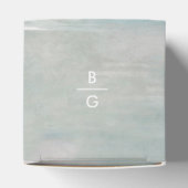 Waterverf Beach Ocean Waves Monogram Weddenschap Bedankdoosjes (Bovenkant)