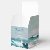 Waterverf Beach Ocean Waves Monogram Weddenschap Bedankdoosjes (Geopend)