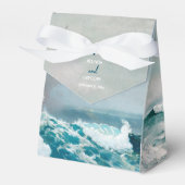 Waterverf Beach Ocean Waves Monogram Weddenschap Bedankdoosjes (Voorkant Zijde)