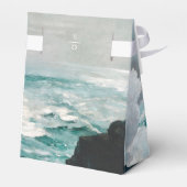 Waterverf Beach Ocean Waves Monogram Weddenschap Bedankdoosjes (Achterkant)