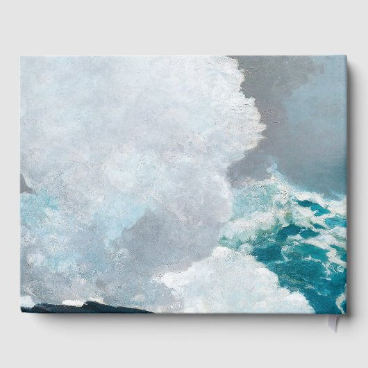 Waterverf Beach Ocean Waves Monogram Weddenschap Gastenboek (Achterkant)