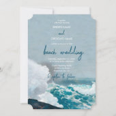Waterverf Beach Ocean Waves Monogram Weddenschap Kaart (Voorkant)