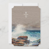 Waterverf Beach Ocean Waves Monogram Weddenschap Kaart (Achterkant)