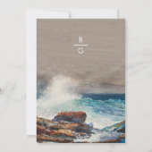 Waterverf Beach Ocean Waves Monogram Weddenschap Kaart (Achterkant)