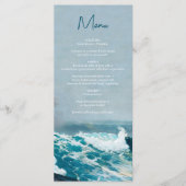 Waterverf Beach Ocean Waves Monogram Weddenschap Menu (Voorkant)