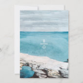 Waterverf Beach Ocean Waves Monogram Weddenschap Save The Date (Achterkant)