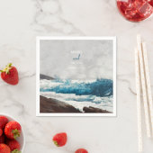 Waterverf Beach Ocean Waves Monogram Weddenschap Servet (Insitu)