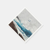 Waterverf Beach Ocean Waves Monogram Weddenschap Servet (Hoek)