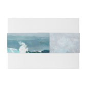 Waterverf Beach Ocean Waves Monogram Weddenschap Uitnodigingen Wikkel (Achterkant Voorbeeld)