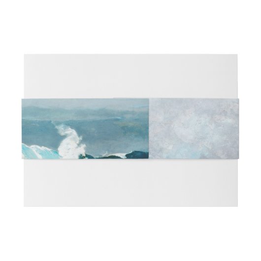 Waterverf Beach Ocean Waves Monogram Weddenschap Uitnodigingen Wikkel (Achterkant Voorbeeld)