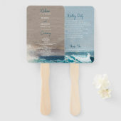 Waterverf Beach Ocean Waves Weddenprogramma Handwaaier (Voorkant en achterkant)