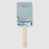 Waterverf Beach Ocean Waves Weddenprogramma Handwaaier (Achterkant)