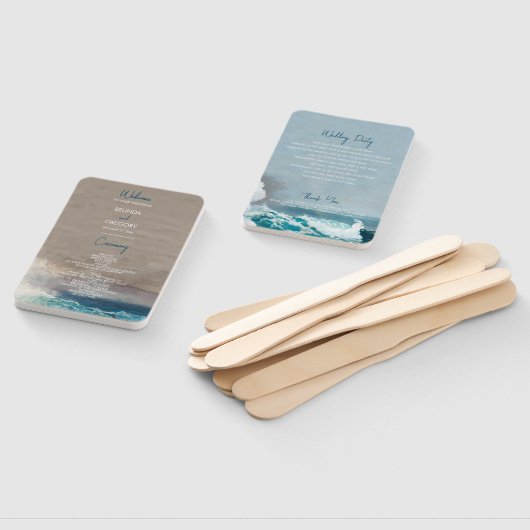 Waterverf Beach Ocean Waves Weddenprogramma Handwaaier (Niet-gemonteerd)