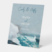Waterverf Beach Ocean Waves Wedding Cards Reclamebord Met Voetstuk (Voorkant)