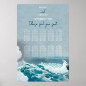 Waterverf Beach Ocean Waves Wedding Seding Chart Poster (Voorkant)