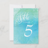 Waterverf Beach Ocean Wedding Table Number Kaart (Voorkant)